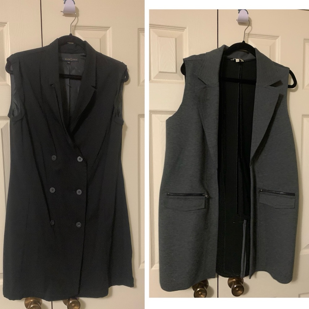 Bundle of 2-Reitmans Sleeveless Charcoal & Black Sleeveless Long Blazers-Size M